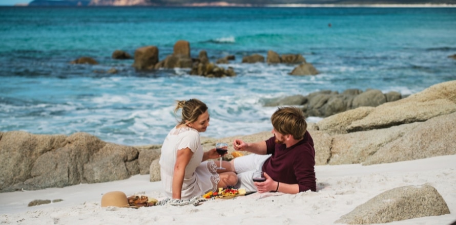Romantic Picnic on the beach in Freycinet